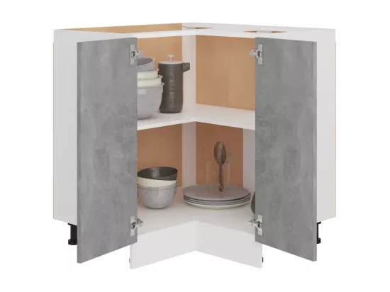 Armoire de plancher d'angle gris béton 75,5x75,5x81,5 cm bois