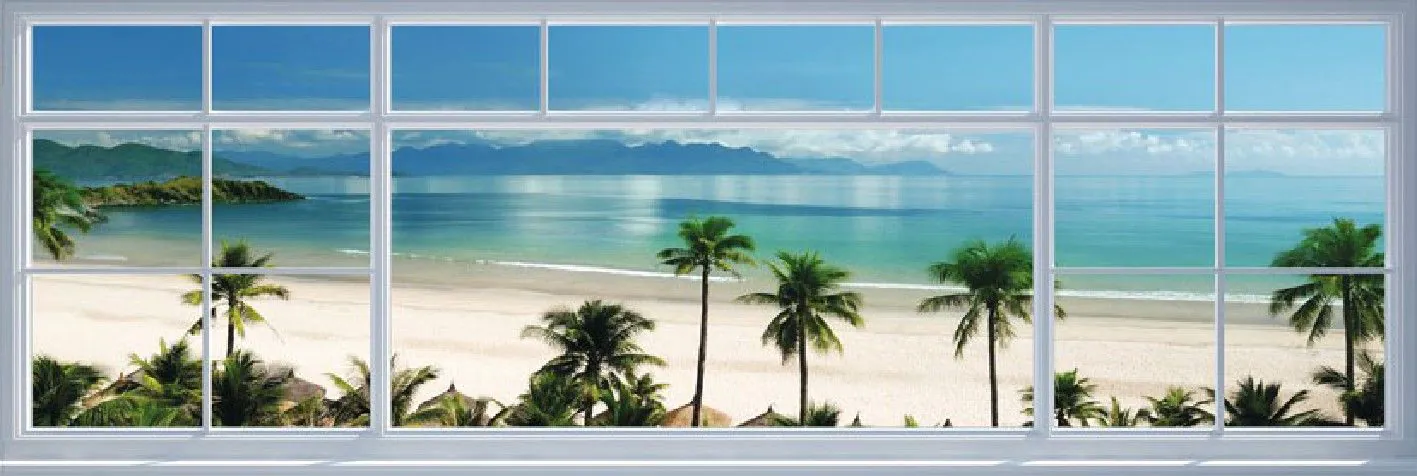 Poster Strand Fensterblick, 53 x 158 cm