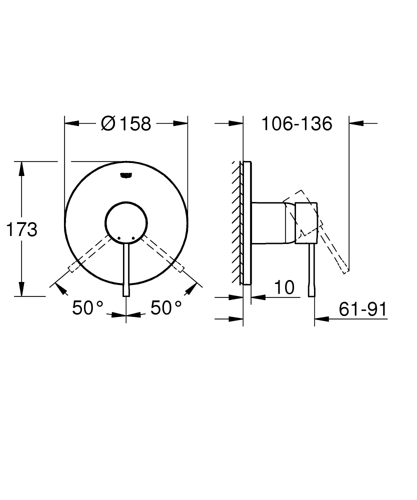 Grohe Essence New inbouw douchekraan supersteel