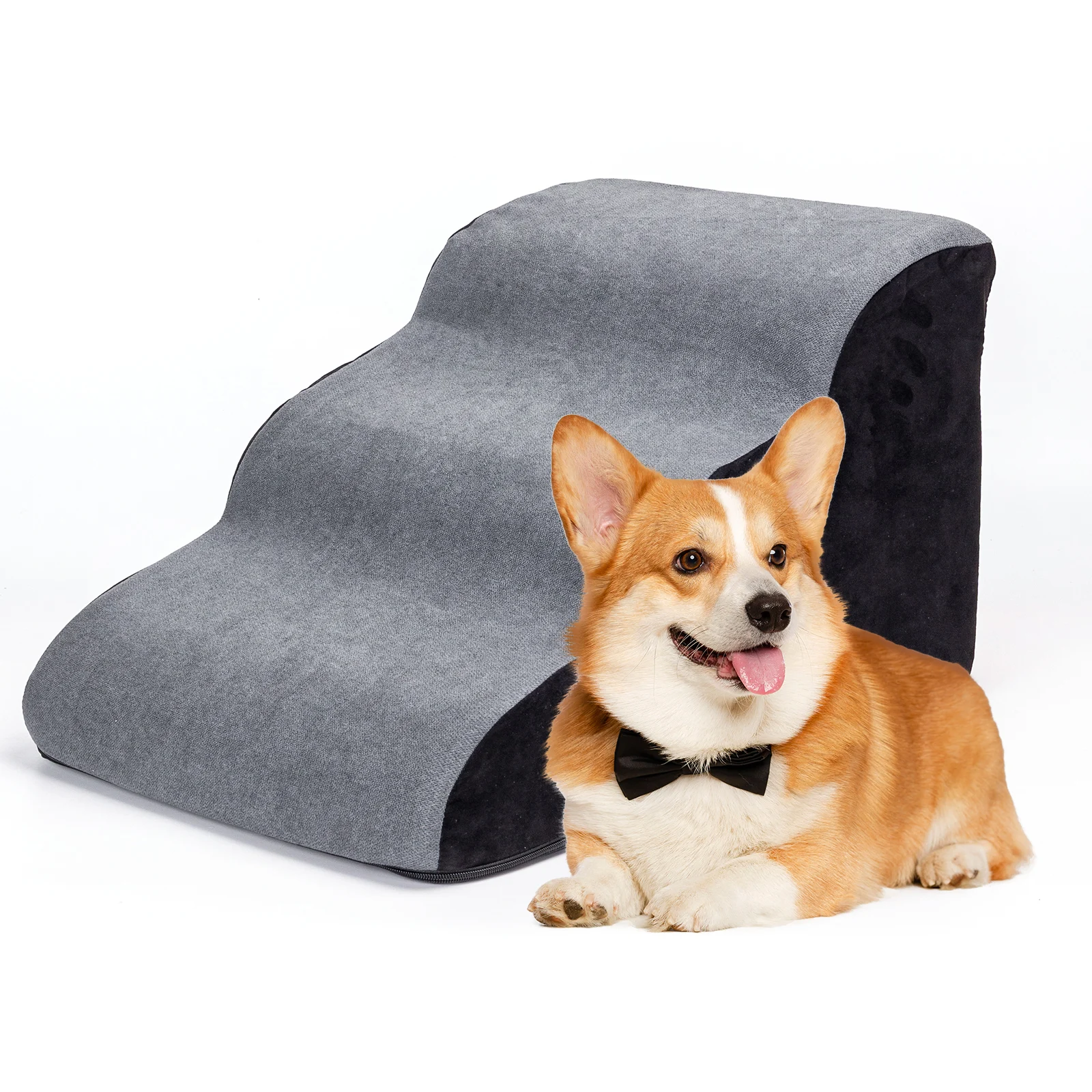 Escada para cães Nobleza, rampa de espuma de alta densidade para animais de estimação, escada de 3 degraus para camas altas, adequada para gatos, cães de pequeno e médio porte, filhotes e cães idosos.