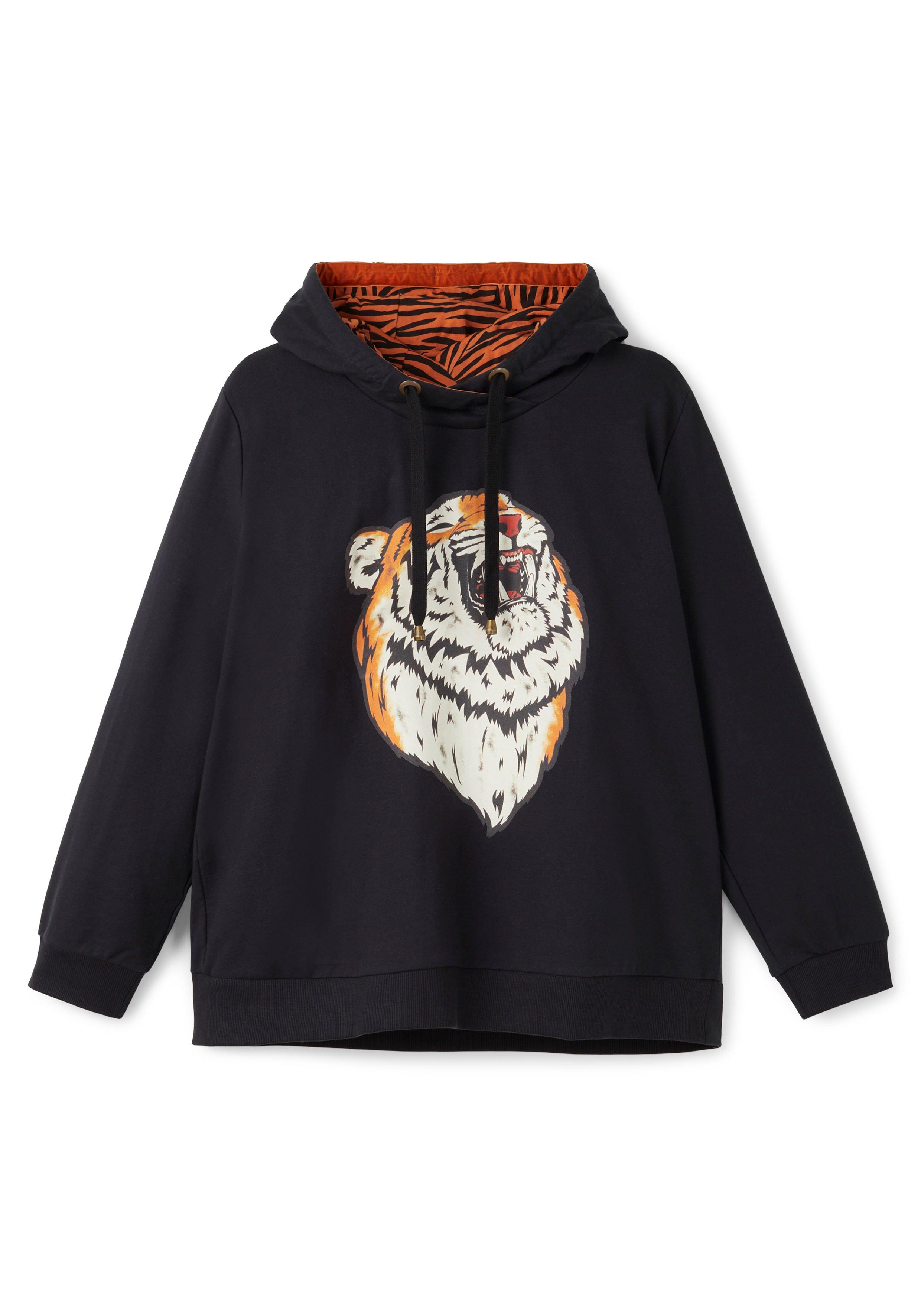 Kapuzen-Sweatshirt mit Animal-Frontdruck
