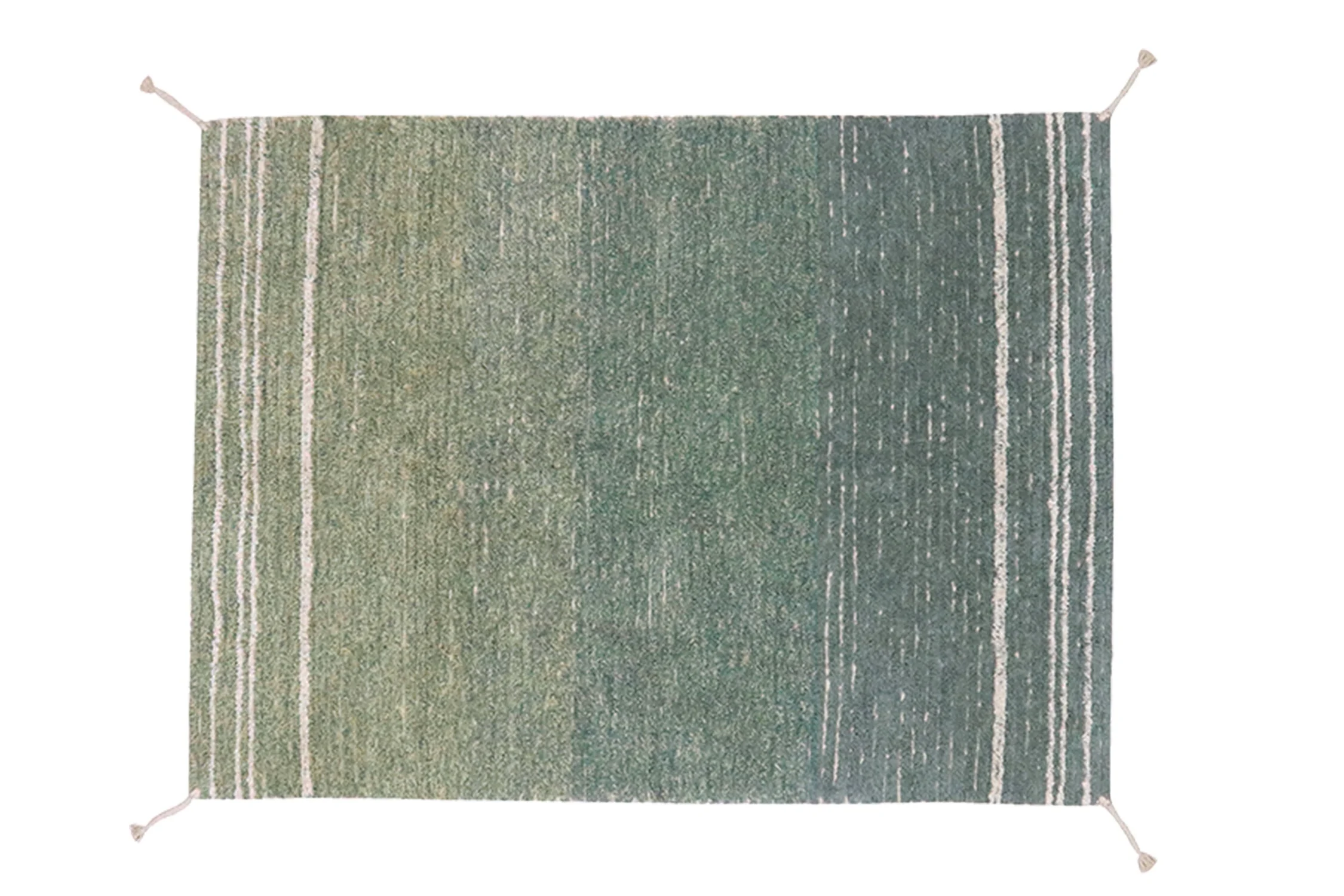 DOUBLE - Tapis rectangulaire lavable en coton | Bleu