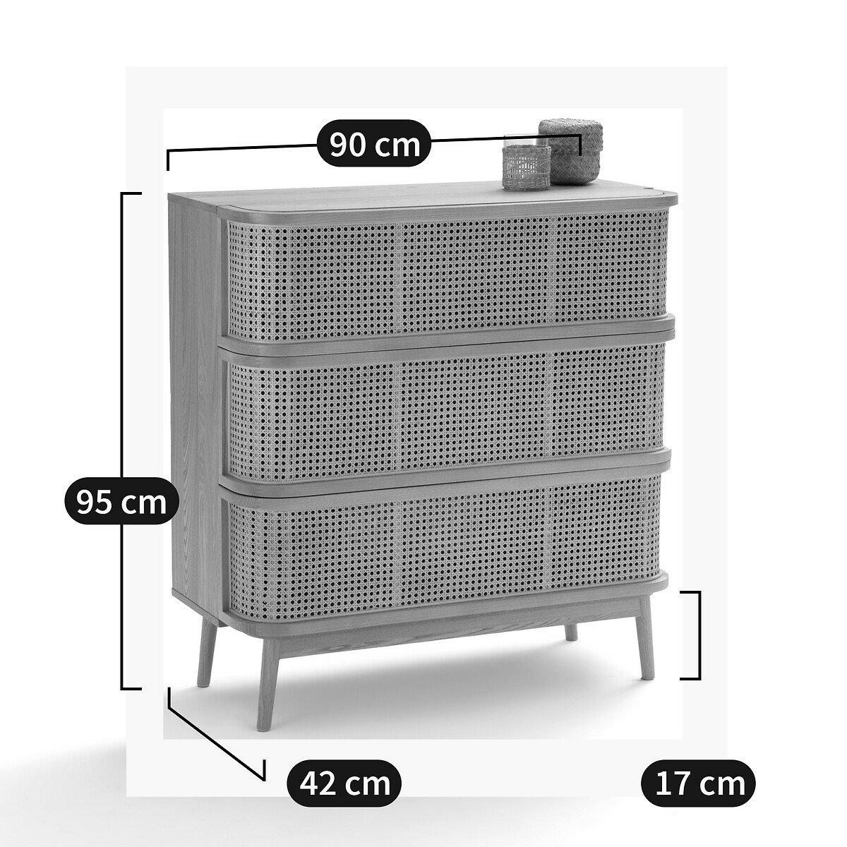 LA REDOUTE INTERIEURS<br>Cômoda com 3 gavetas em rattan Laora