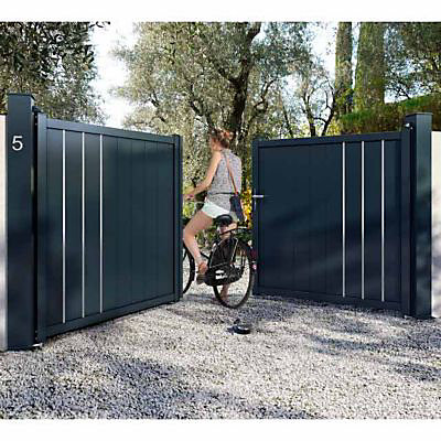 Portail Jardimat aluminium Valois gris 7016 sablé - 300 x h.160 cm