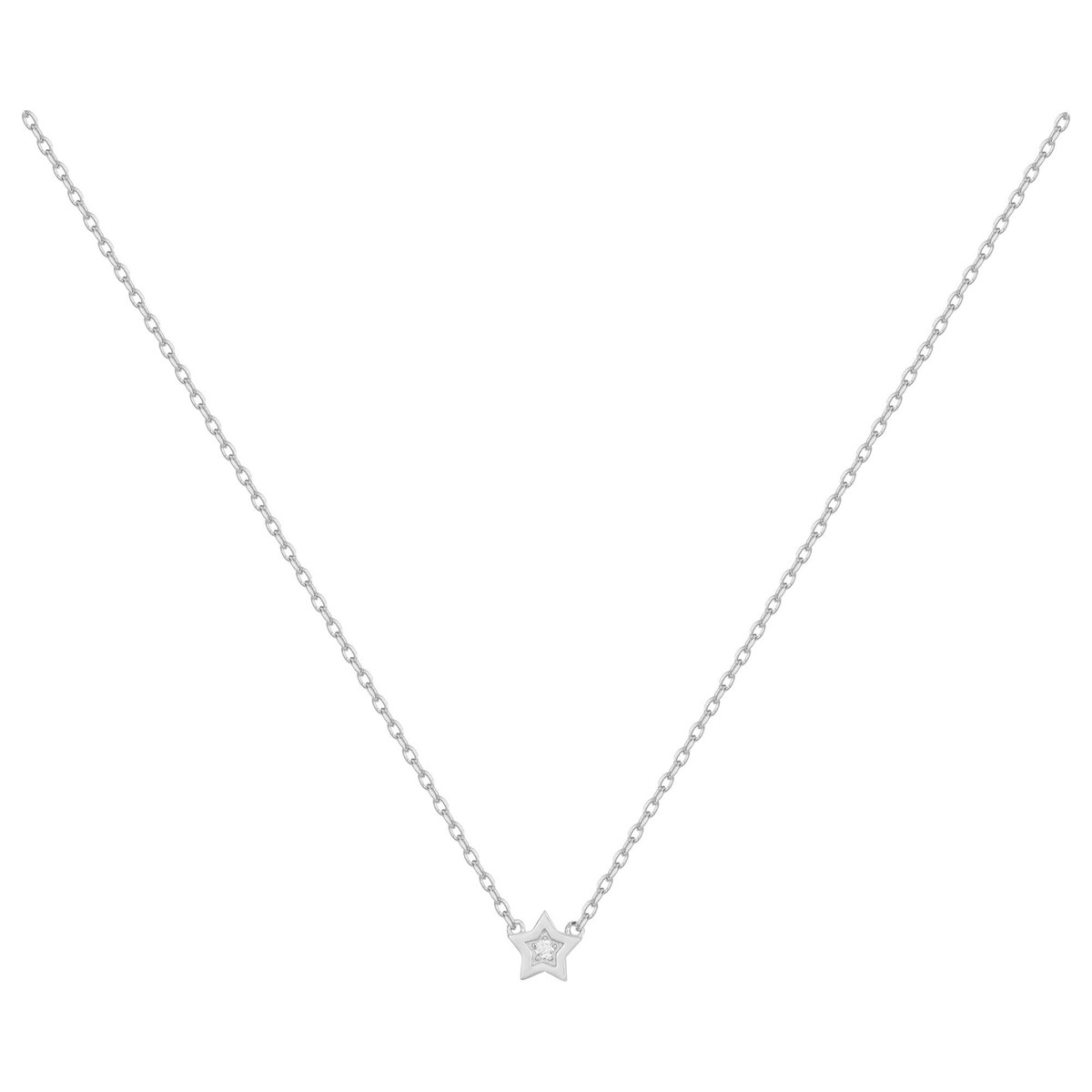 Collier mono-motif en Argent avec oxyde de zirconium blanc