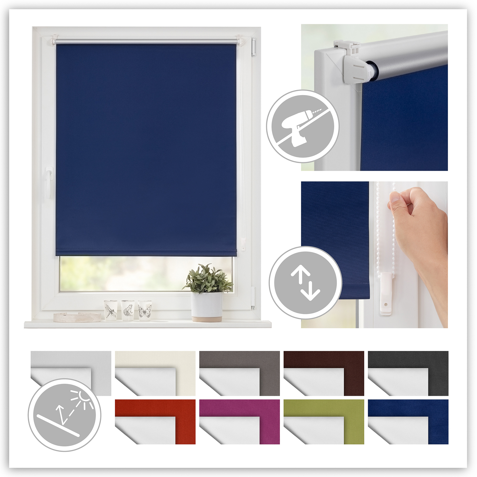 LICHTBLICK Thermo-Rollo - blau - 40x150 cm
