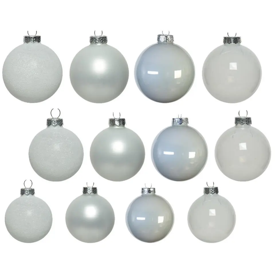 Decoris kerstballen - 42x - wit - glas - 5-6-7 cm