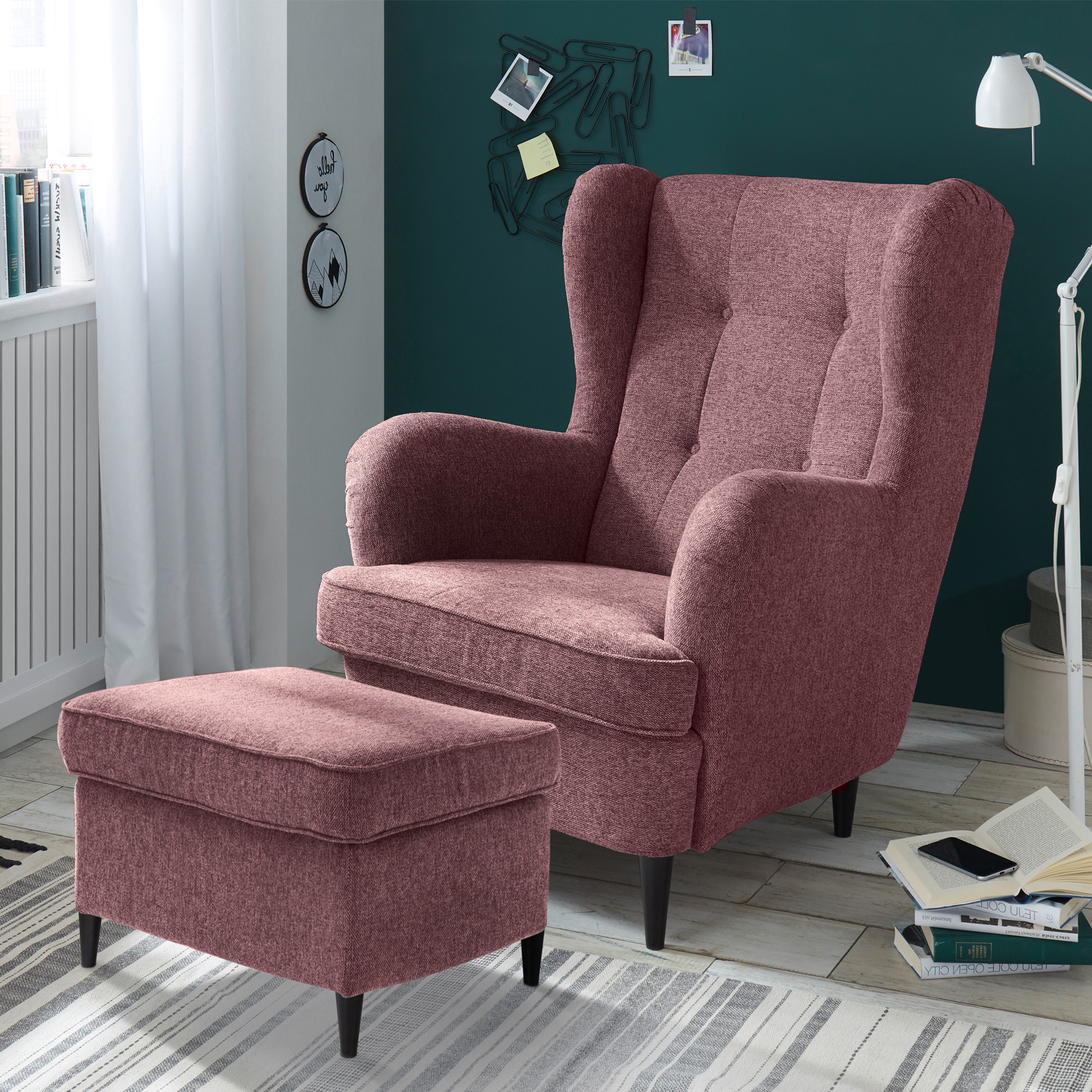 Ohrensessel - rosa - 78 cm breit