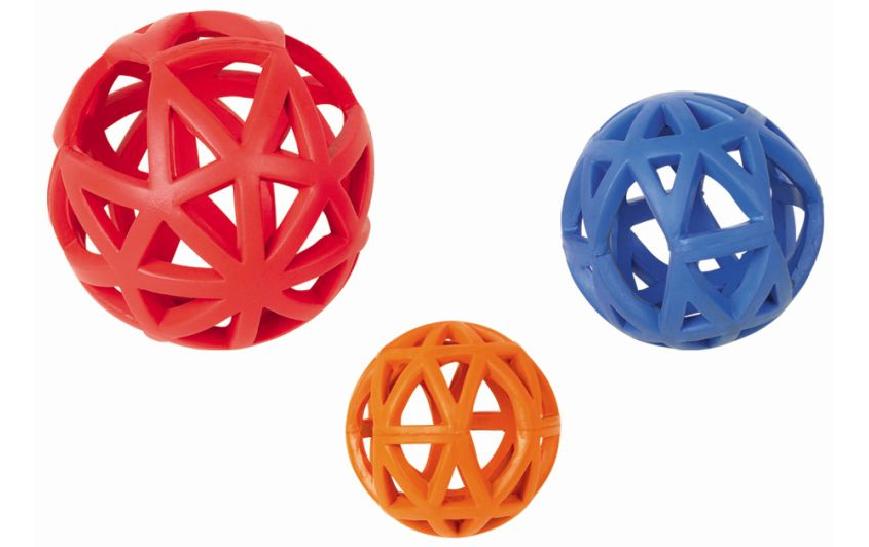 Hunde-Spielzeug Vollgummi Gitterball, AssortiertHundespielzeug – Ø 7 cm