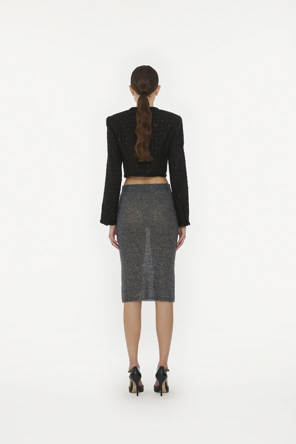 ROTATE Birger Christensen BOUCLE CROP JACKET Black