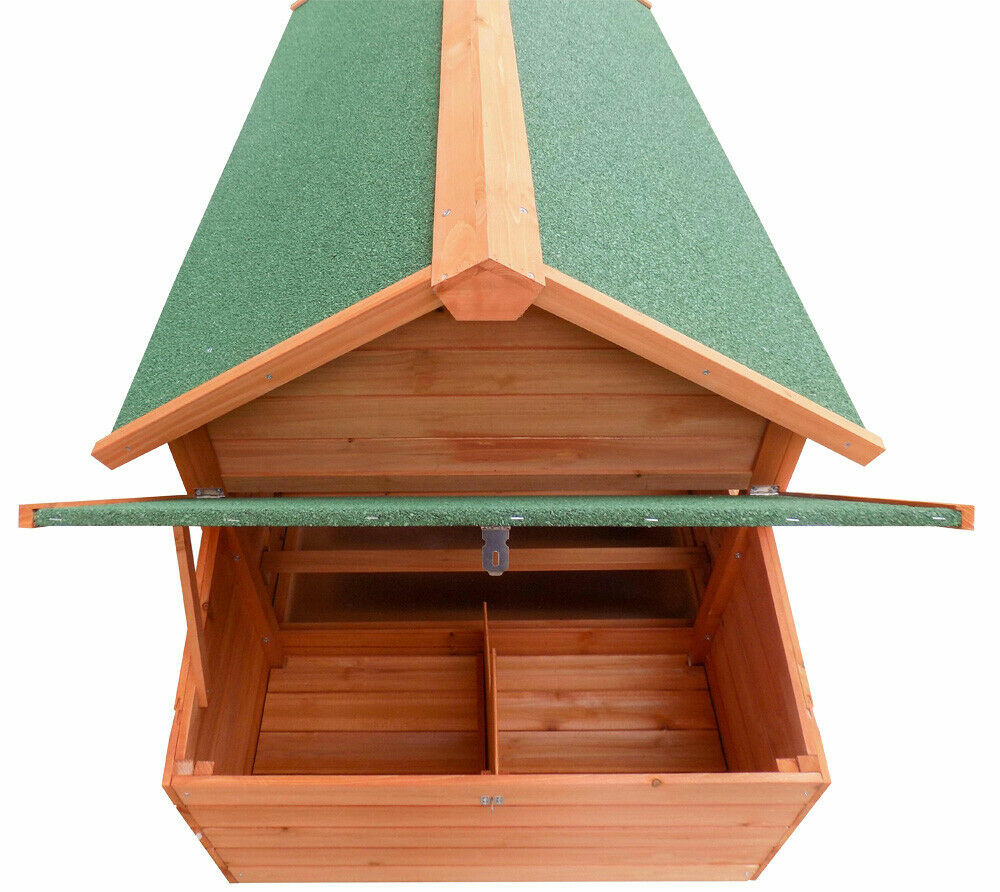 Poulailler avec espaces extérieurs et abri accrue avec toit vert bois d'épicéa 171 cm brun
