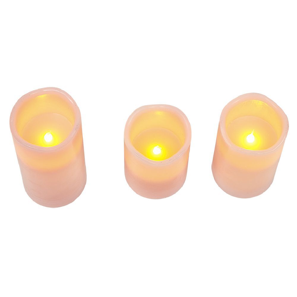 Bougie led x 3 rose