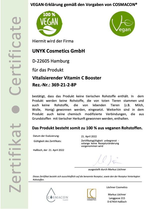 UNYK Vitalisierender Vitamin C Booster mit Moltebeere und Chaga Pilz