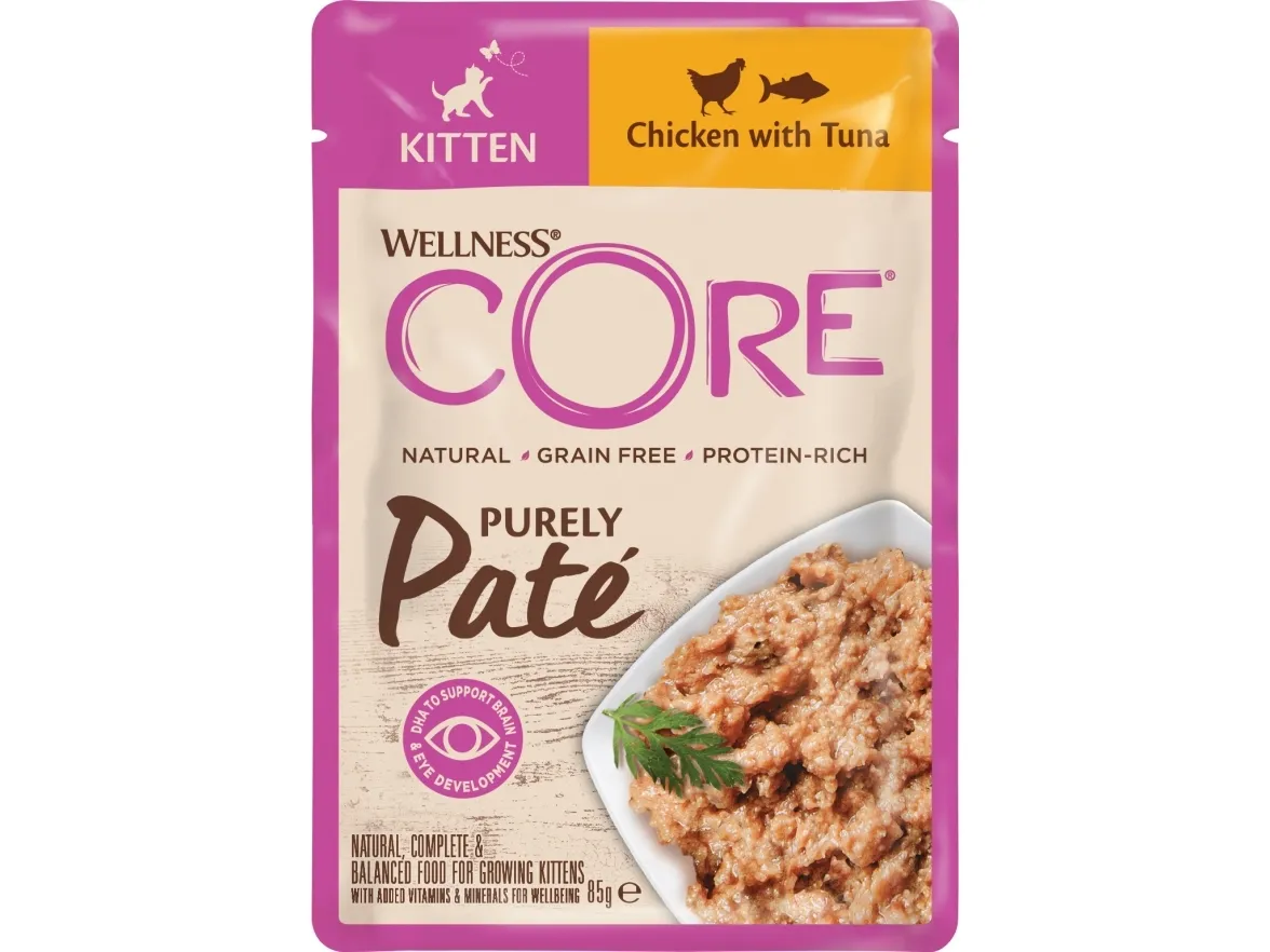 CORE Cat purely pate Kitten, Chicken w/Tuna 85 g - (24 pk/ps)