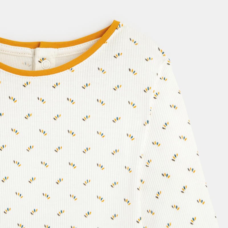 T-shirt maille côtelée bords frisottis bébé fille Gris ou noir
