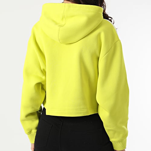 Sweat Capuche Femme Crop A Bandes HC7532 Vert Fluo