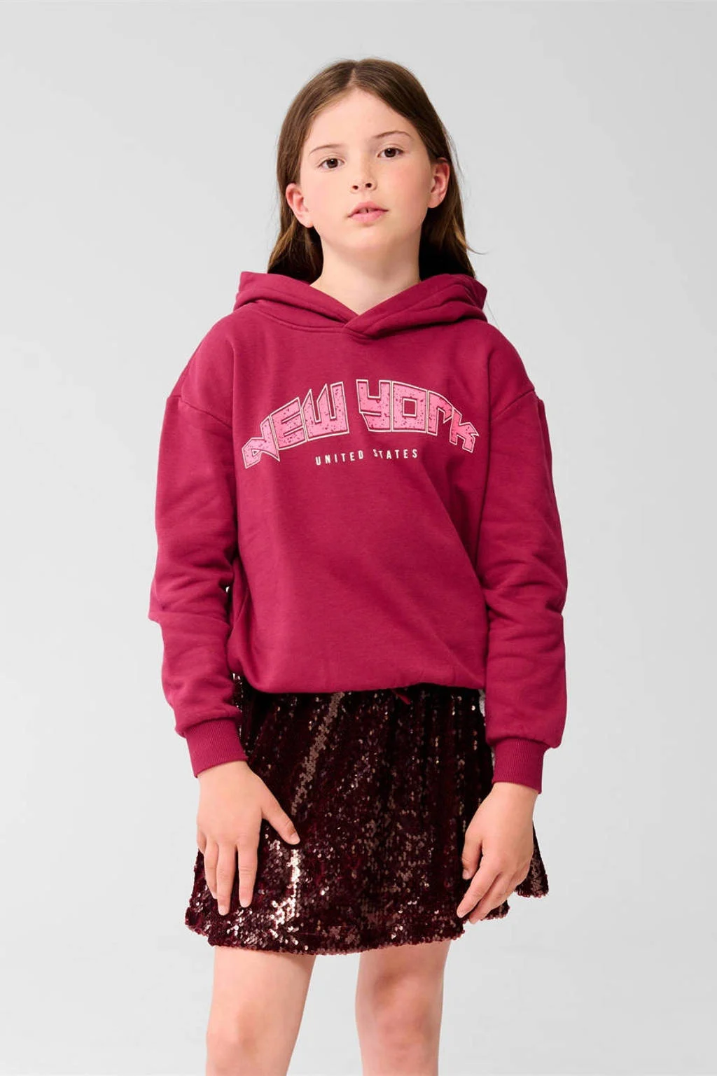 Shoeby korte rok met pailletten donkerrood