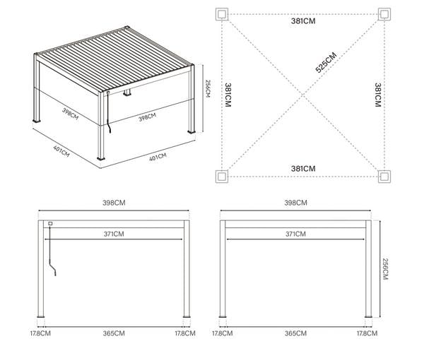 Weide Pergola Deluxe Plus 4x4, ca.