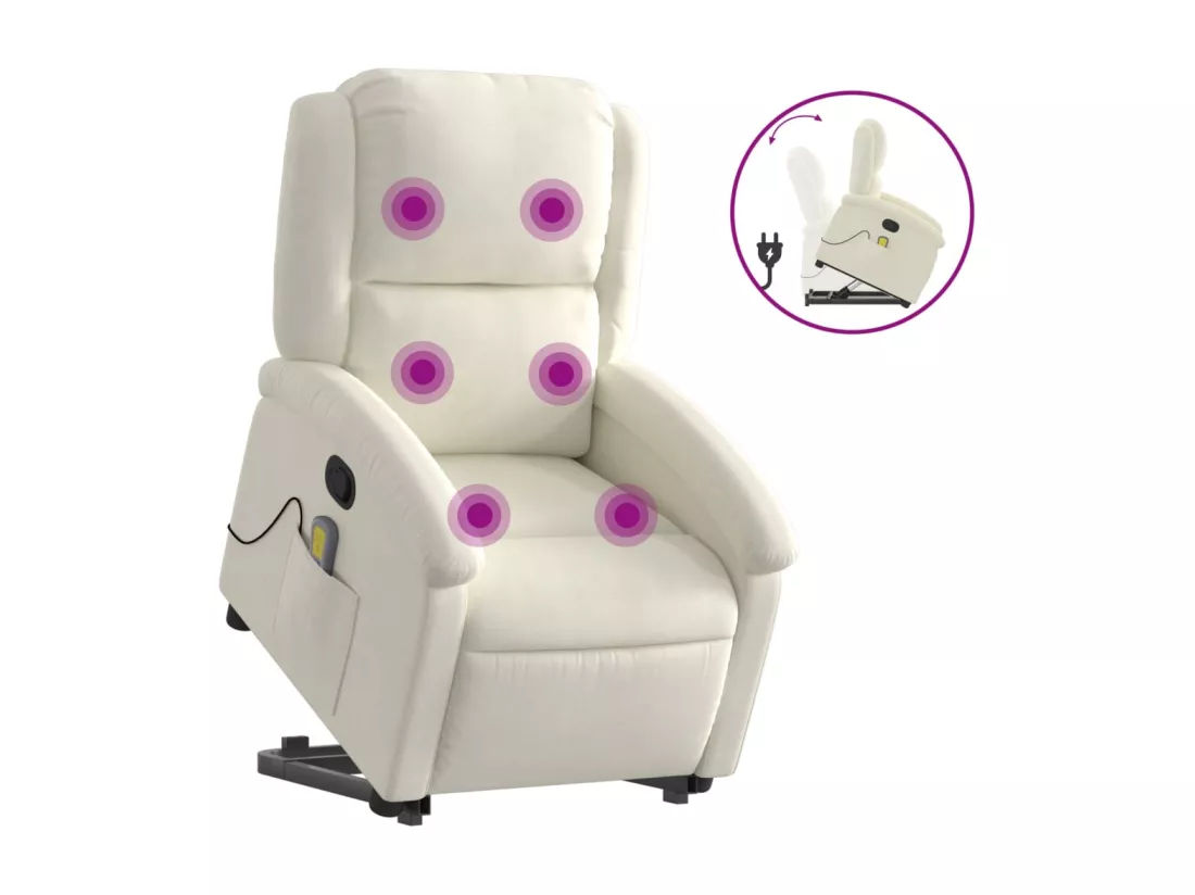 Fauteuil massant inclinable Crème Velours