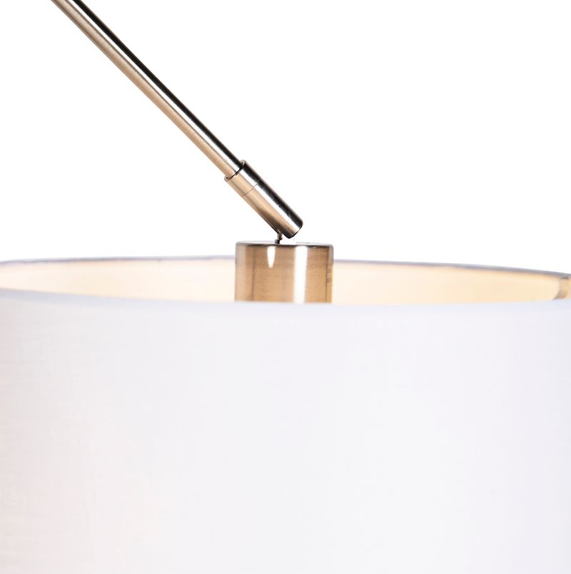 Hanglamp staal met linnen kap wit 35 cm - Blitz