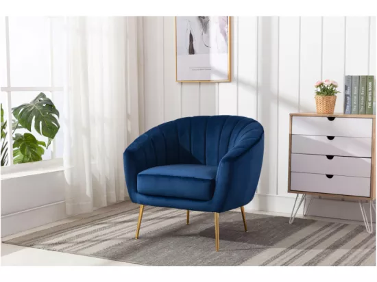 Fauteuil cabriolet en velours PABLITO - Bleu roi