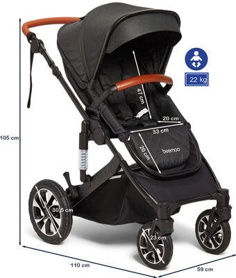 Beemoo Maxi 4 Sportsvogn, Grey/Black