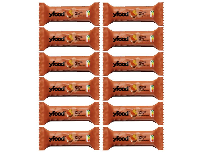 YFOOD Riegel Salted Nuts 12 x 60 g High-Protein Riegel ohne Zuckerzusatz