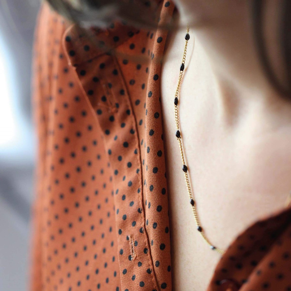 Collier Rosaire noir acier doré or