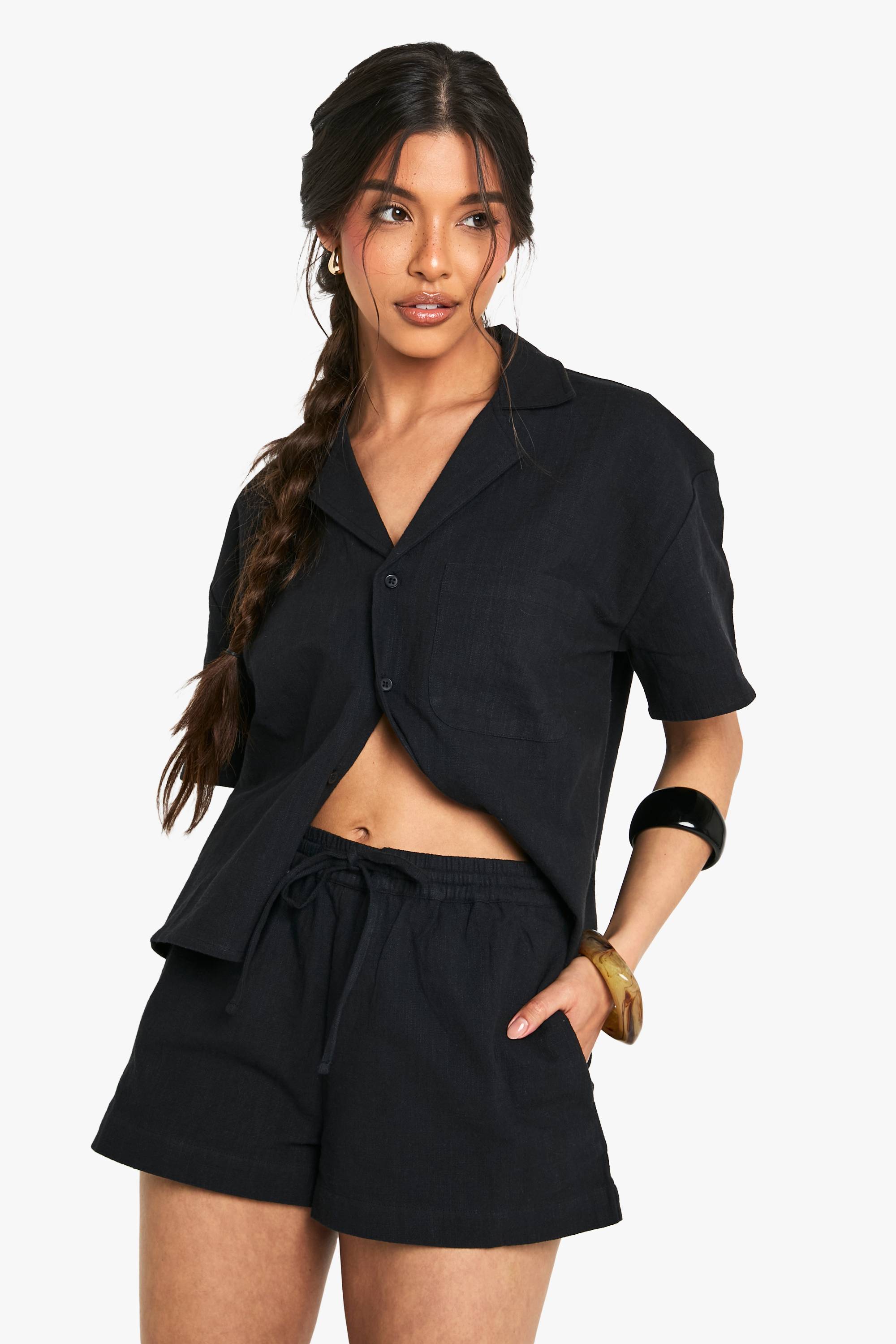 boohoo Shorts à cordon look lin