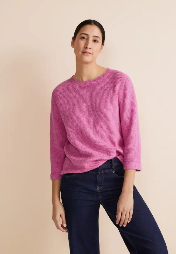 Melange Strickpullover - cozy pink melange