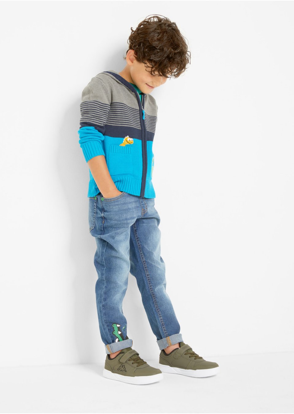 Gilet garçon en maille à capuche