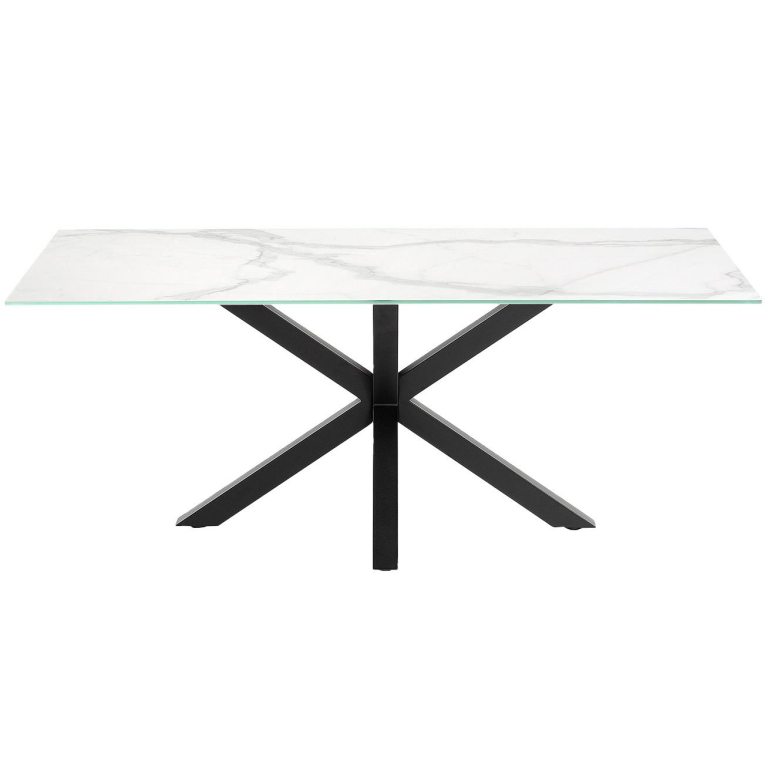 Kave Home Argo eettafel 180x75 zwart onderstel Porselein