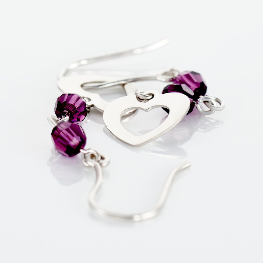 Boucles D'oreilles Pendantes Hazan Argent Blanc Pierre De Synthese