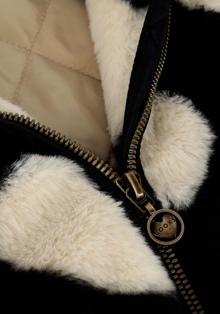 LOOXS Little zwarte looxs little faux fur jas little hearts coat