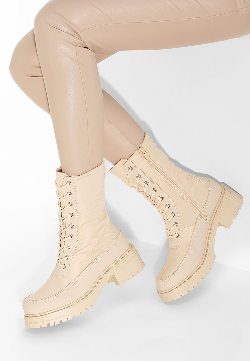 Bottines à lacets femme beige Pontones