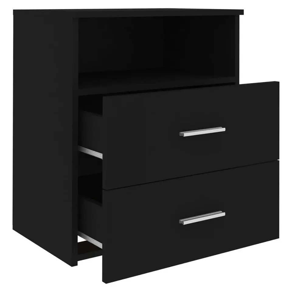 vidaXL - Nachtkastje - Zwart - Bewerkt hout