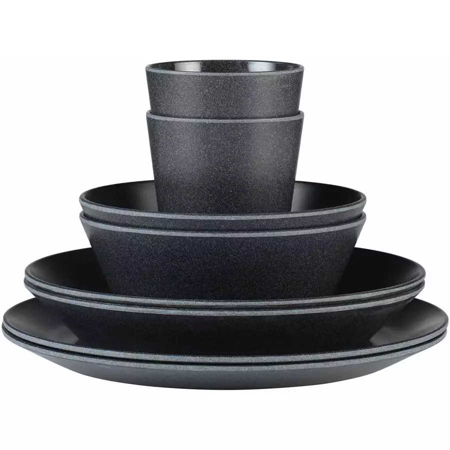Mepal Camping Geschirr Set mit Besteck Bloom schwarz