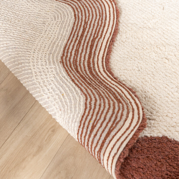 Rond Wasbaar vloerkleed - Hazy Bruin/Creme