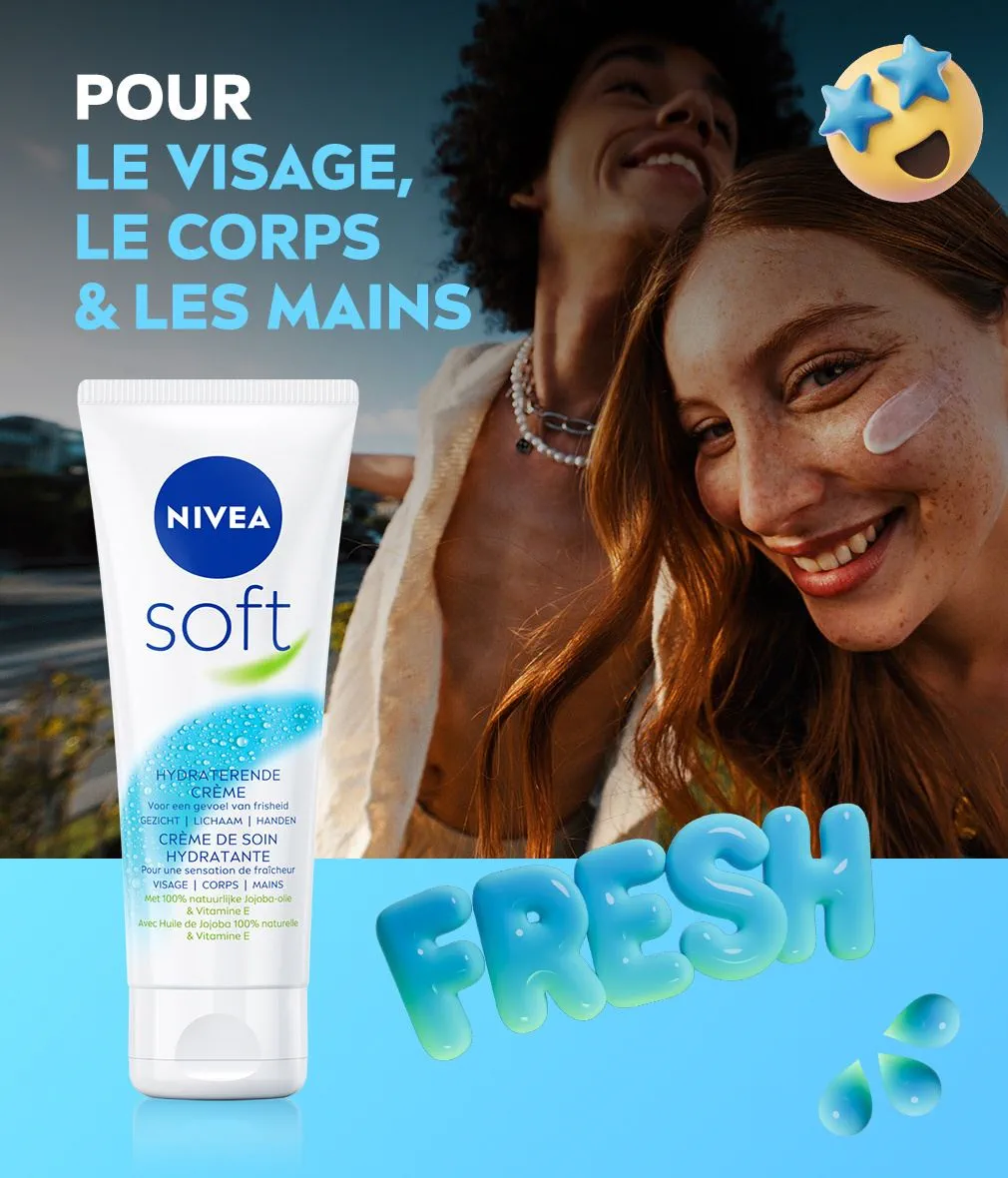 NIVEA SOFT CRÈME SENSATION FRAICHEUR VISAGE CORPS & MAINS 75ML