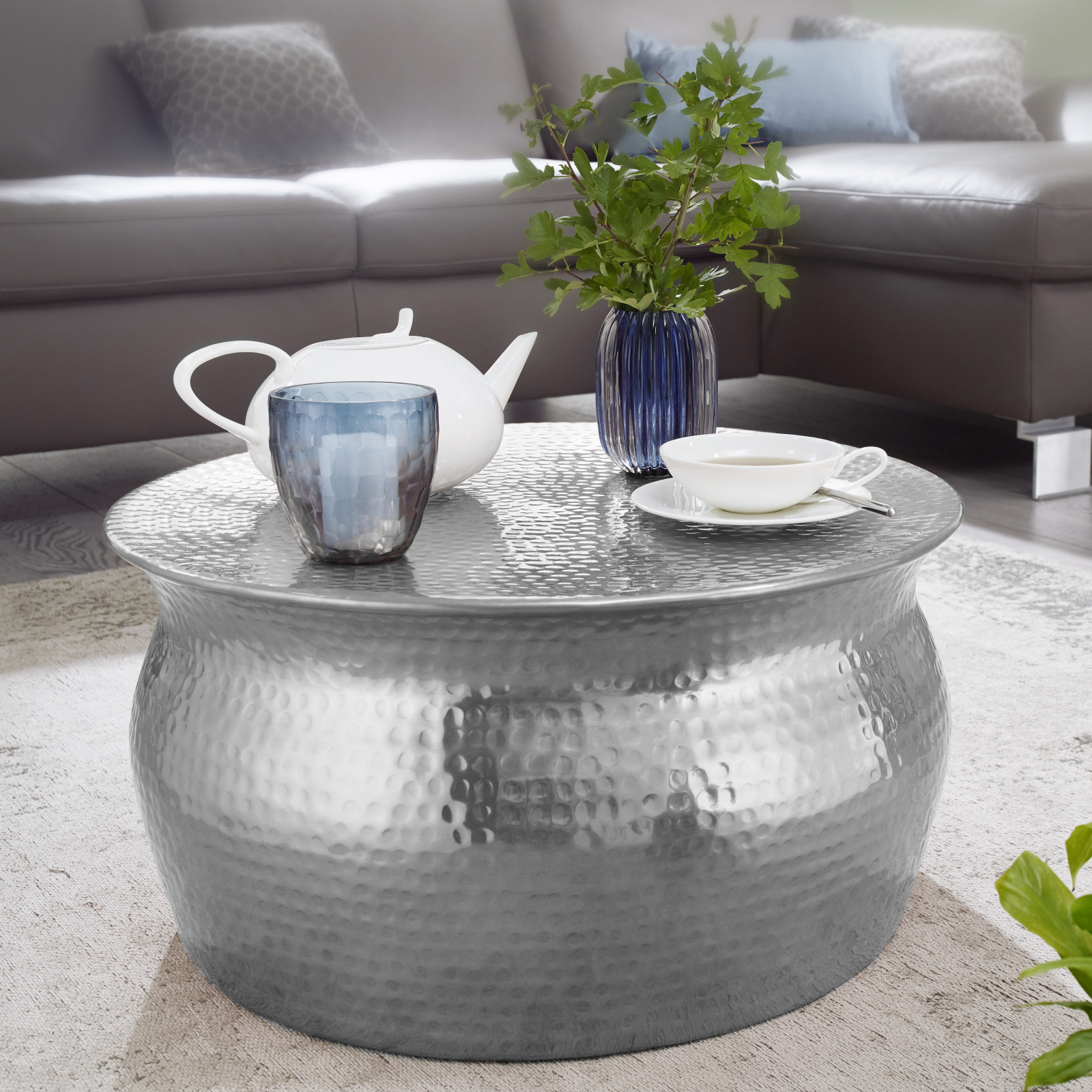 Couchtisch- silber - Aluminium