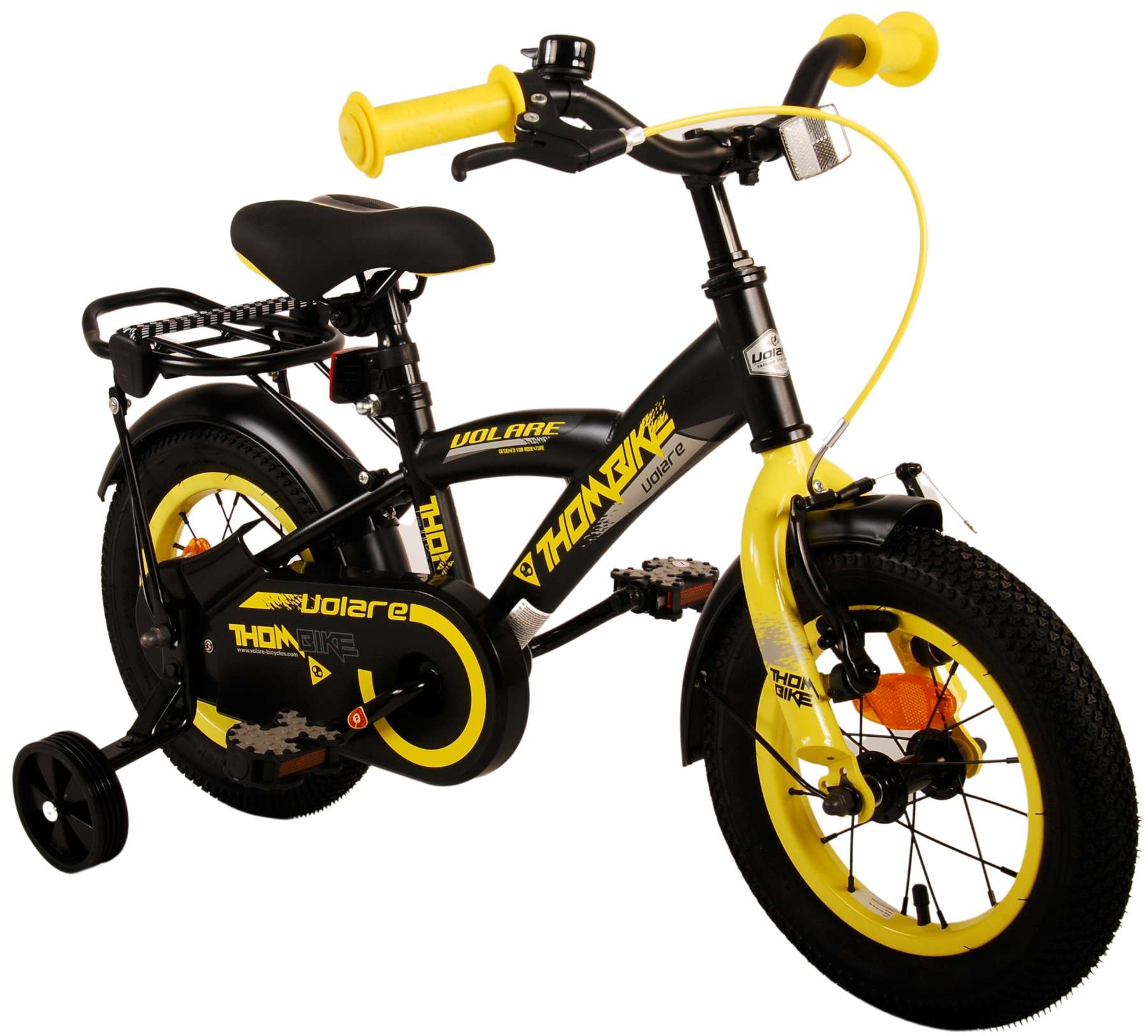TPFSports Thombike Kinderfahrrad - Jungen - 12 Zoll - Rücktritt + Handbremse - Schwarz/Gelb