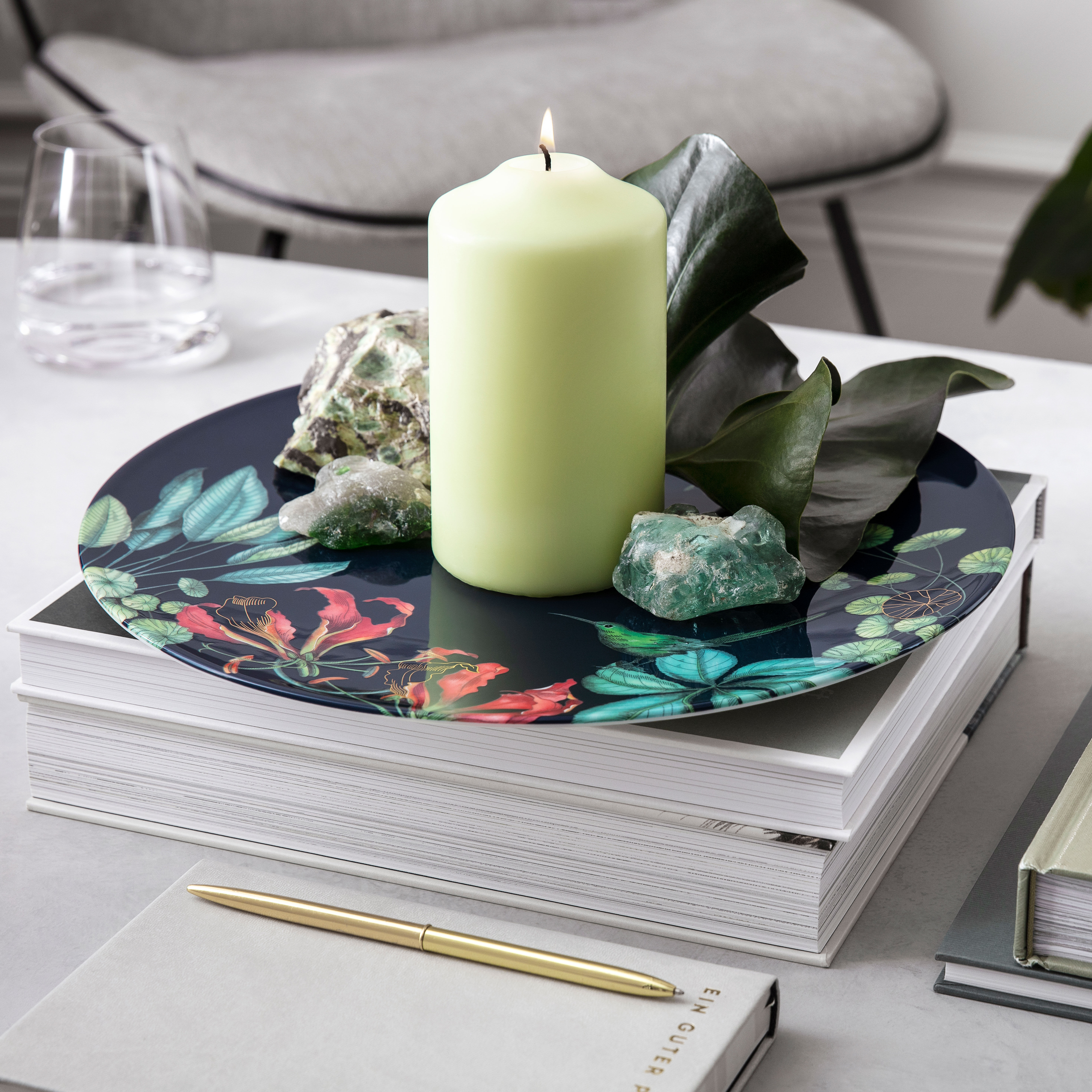 Avarua Cake plate Multi-colored, 13'', Premium Bone Porcelain