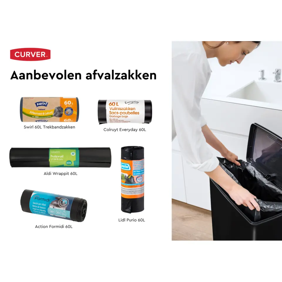 Curver Decobin Prullenbak - 65L - Rechthoekig - Zwart