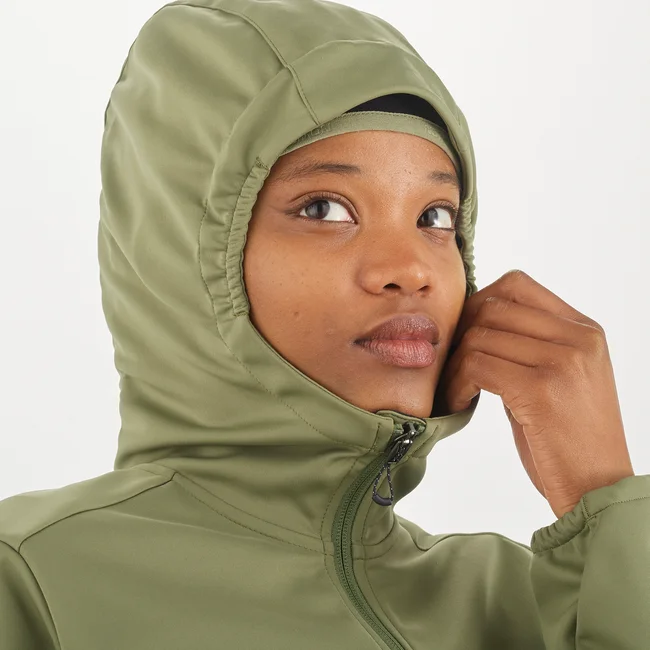 GORE TEX INFINIUM™ WINDSTOPPER®  Windjacke mit Kapuze durchgehendem Reißverschluss Damen DEEPLICHENGREEN