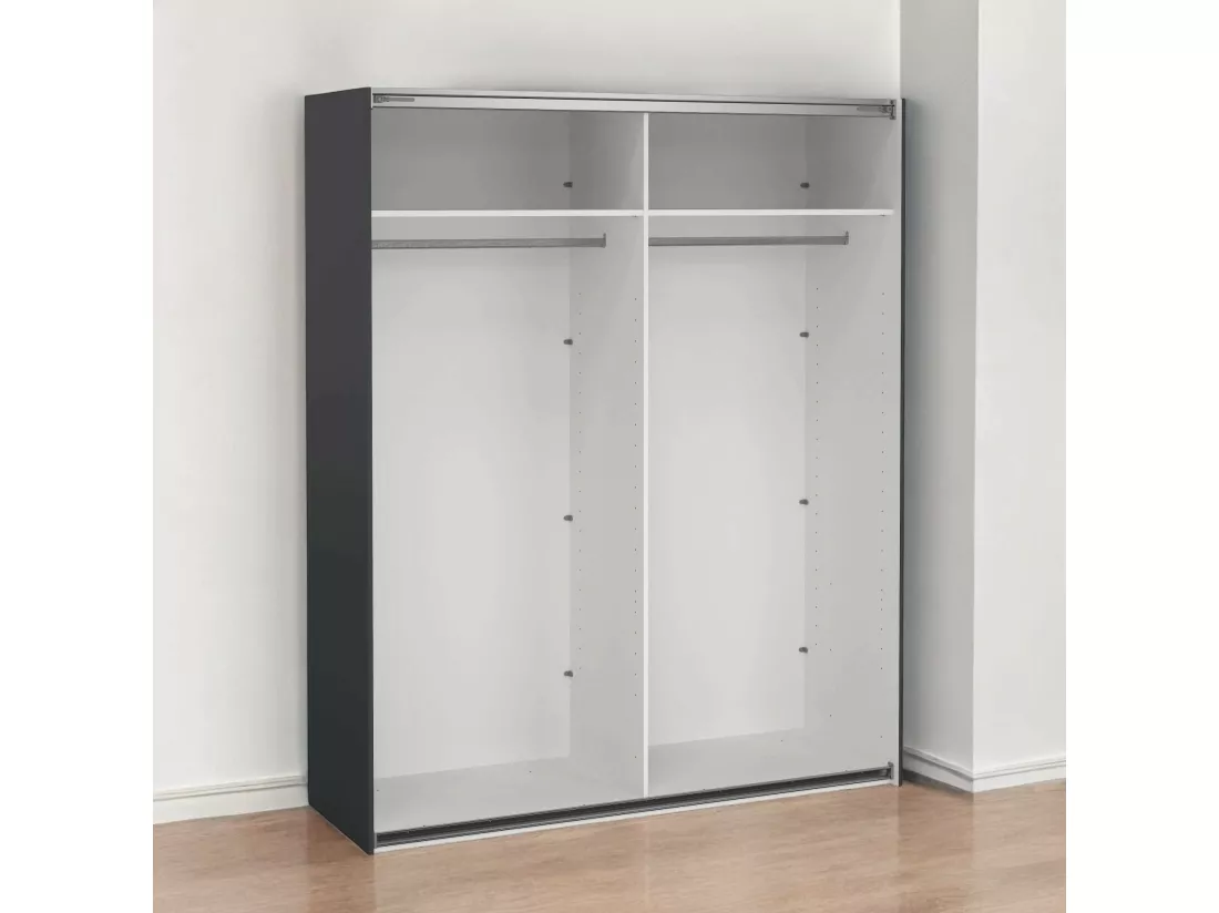 Grande armoire polyvalente Drambaud, Meubles multifonctionnels, Casier à chaussures, Support à chaussures pour armoire, 179x62 h220 cm, Gris