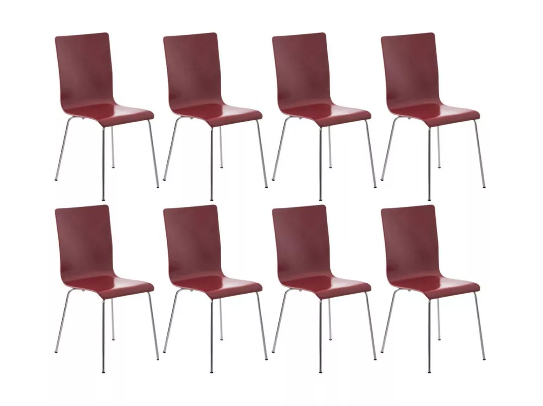 Lot de 8 Chaise de conférence - Bois & Antique - Rouge - PEPE