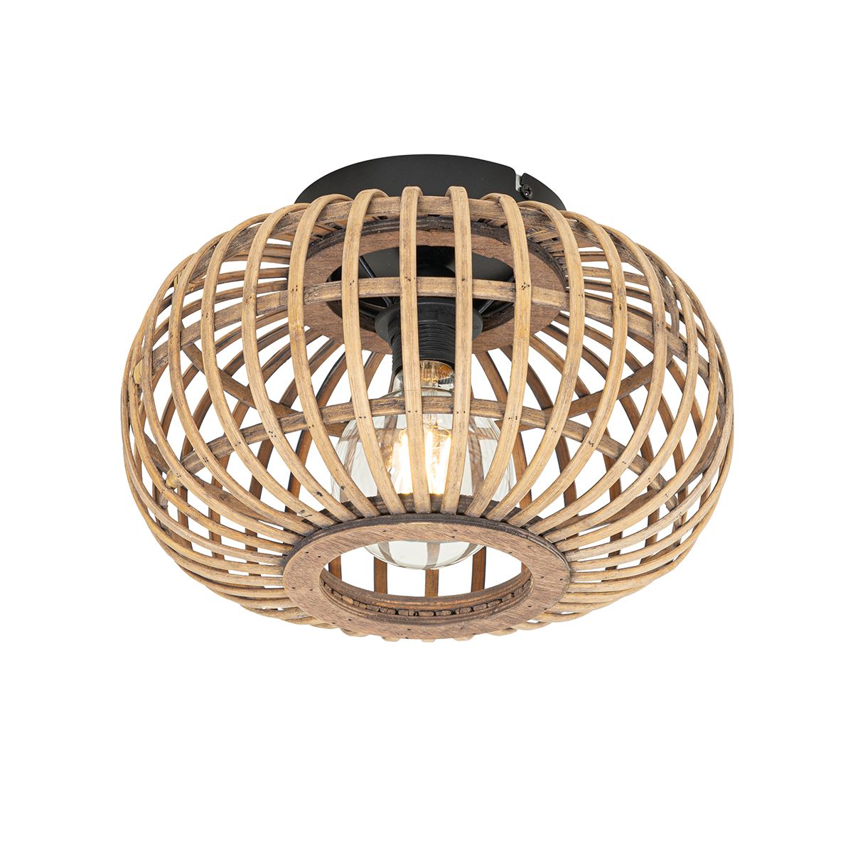 Oosterse plafondlamp zwart met bamboe - Amira