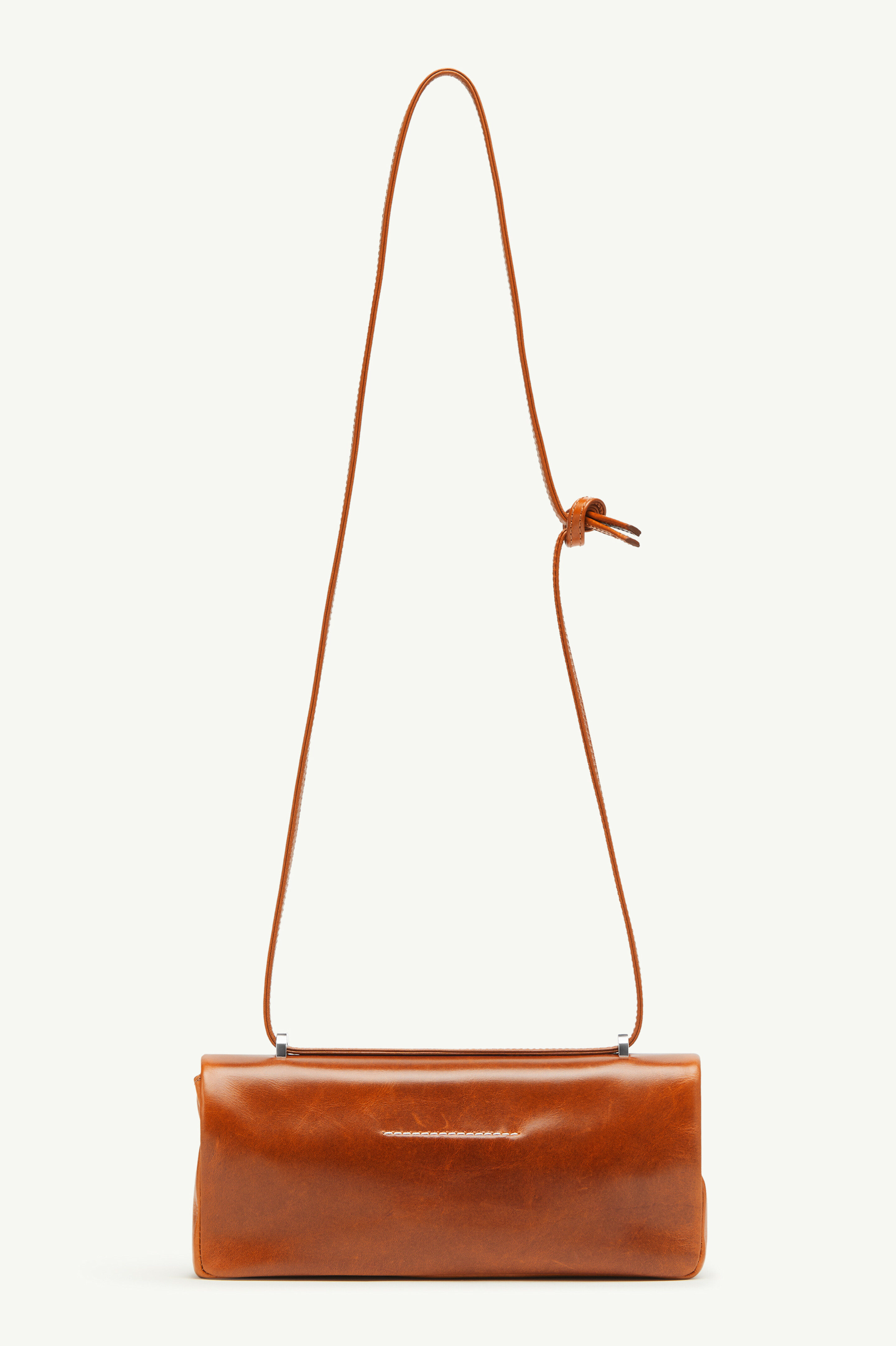 Sac porté épaule rectangulaire Numeric en cuir | MM6 Brun Adobe