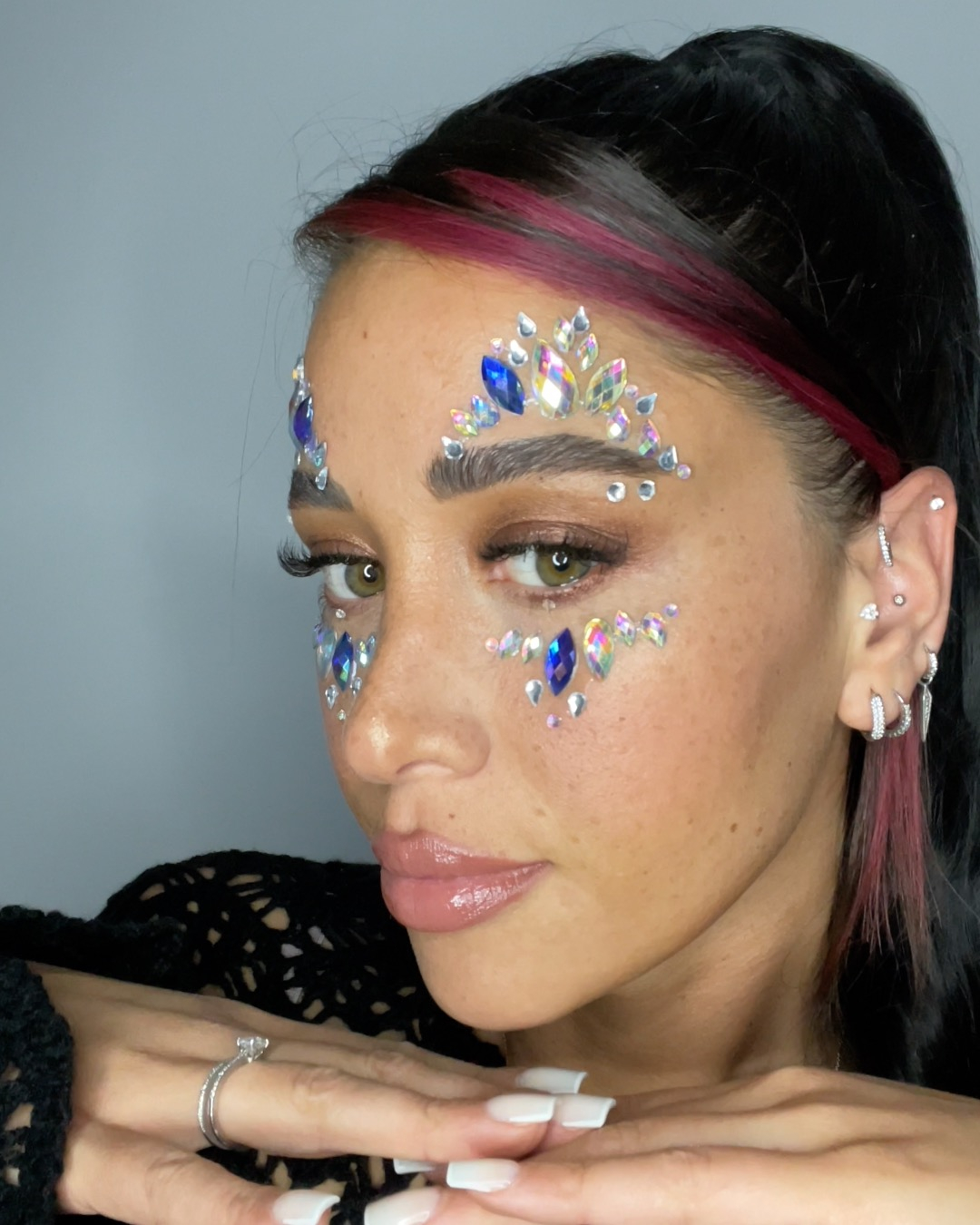 Strass Festival Gesichts- und Körper Aufkleber Temporary Tattoo Haut Sticker - Style 2