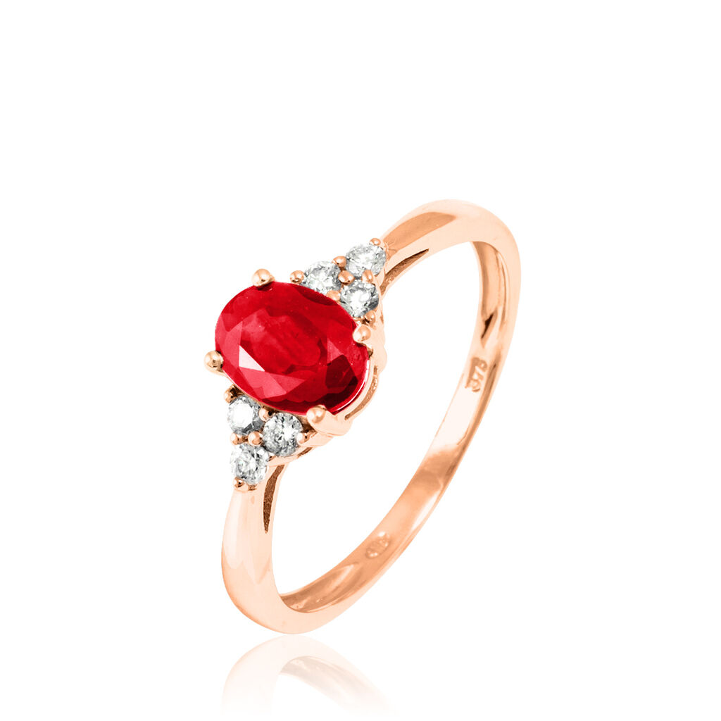 Bague Lea Or Rose Rubis Et Diamant